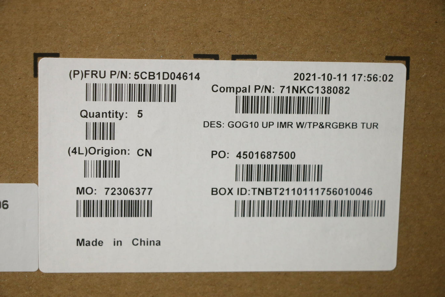 Lenovo Cover Upper Case Asm_Tur C 82K - 5CB1D04614