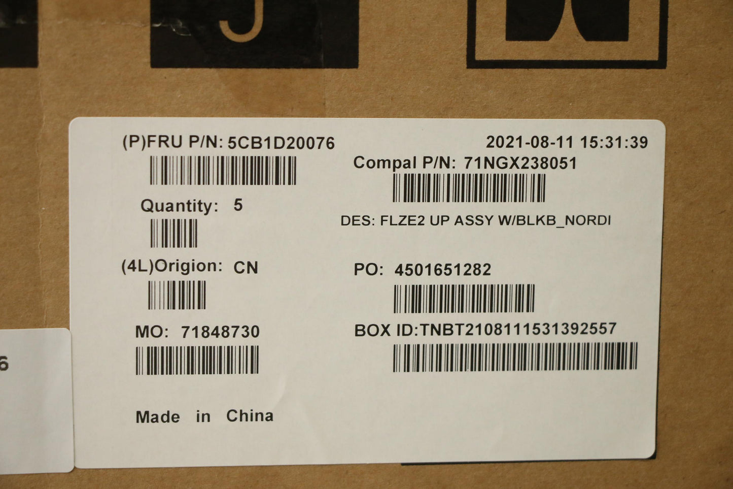Lenovo Cover Upper Case Asm_Nordic C - 5CB1D20076