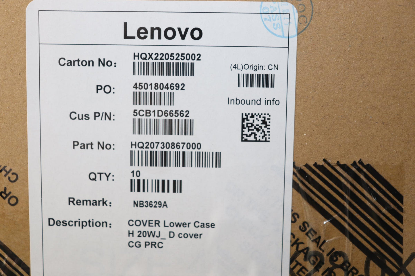 Lenovo Cover Lower Case H 20Wj_ D Cov - 5CB1D66562