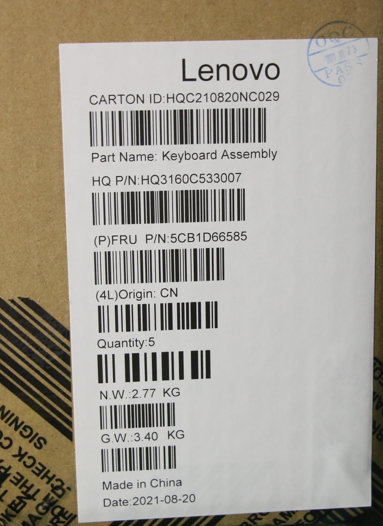 Lenovo Cover Upper Case Asm_Euro Eng_ - 5CB1D66585