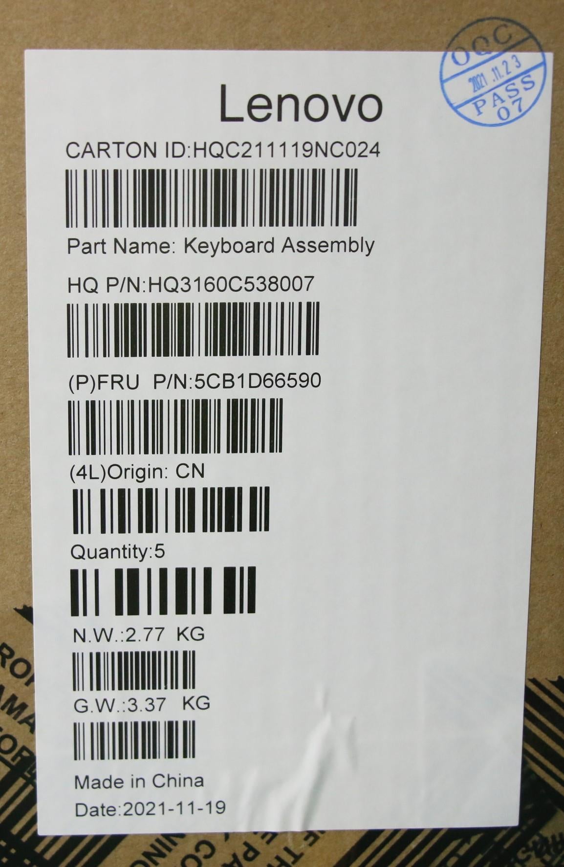 Lenovo Cover Upper Case Asm_Bel_H20Wj - 5CB1D66590