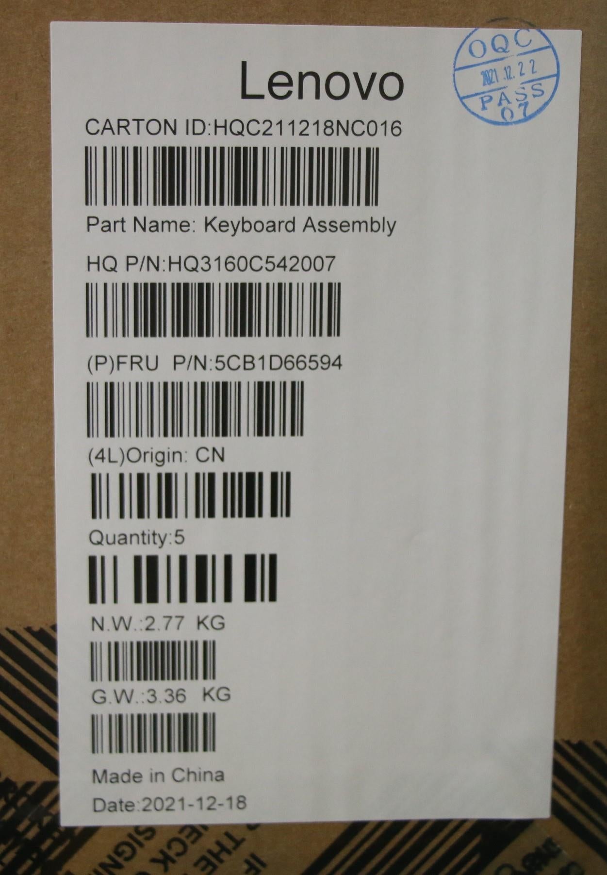 Lenovo Cover Upper Case Asm_Ukr_H20Wj - 5CB1D66594