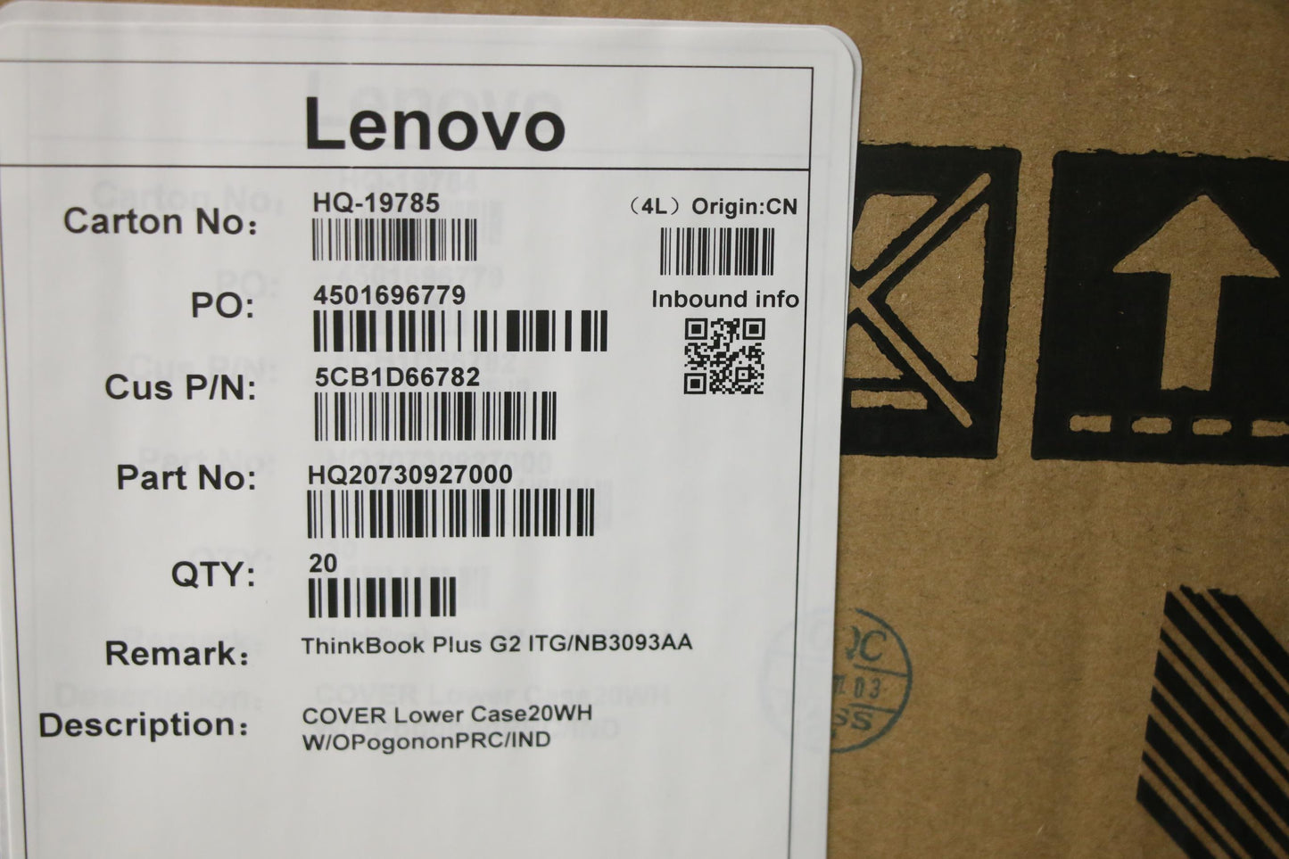 Lenovo Cover Lower Case20Wh W/Opogono - 5CB1D66782