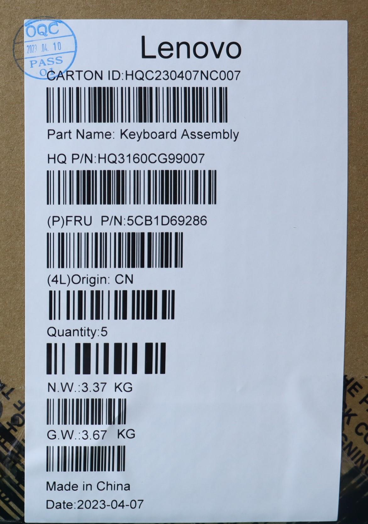 Lenovo Cover Upper Case Assembly Pol - 5CB1D69286