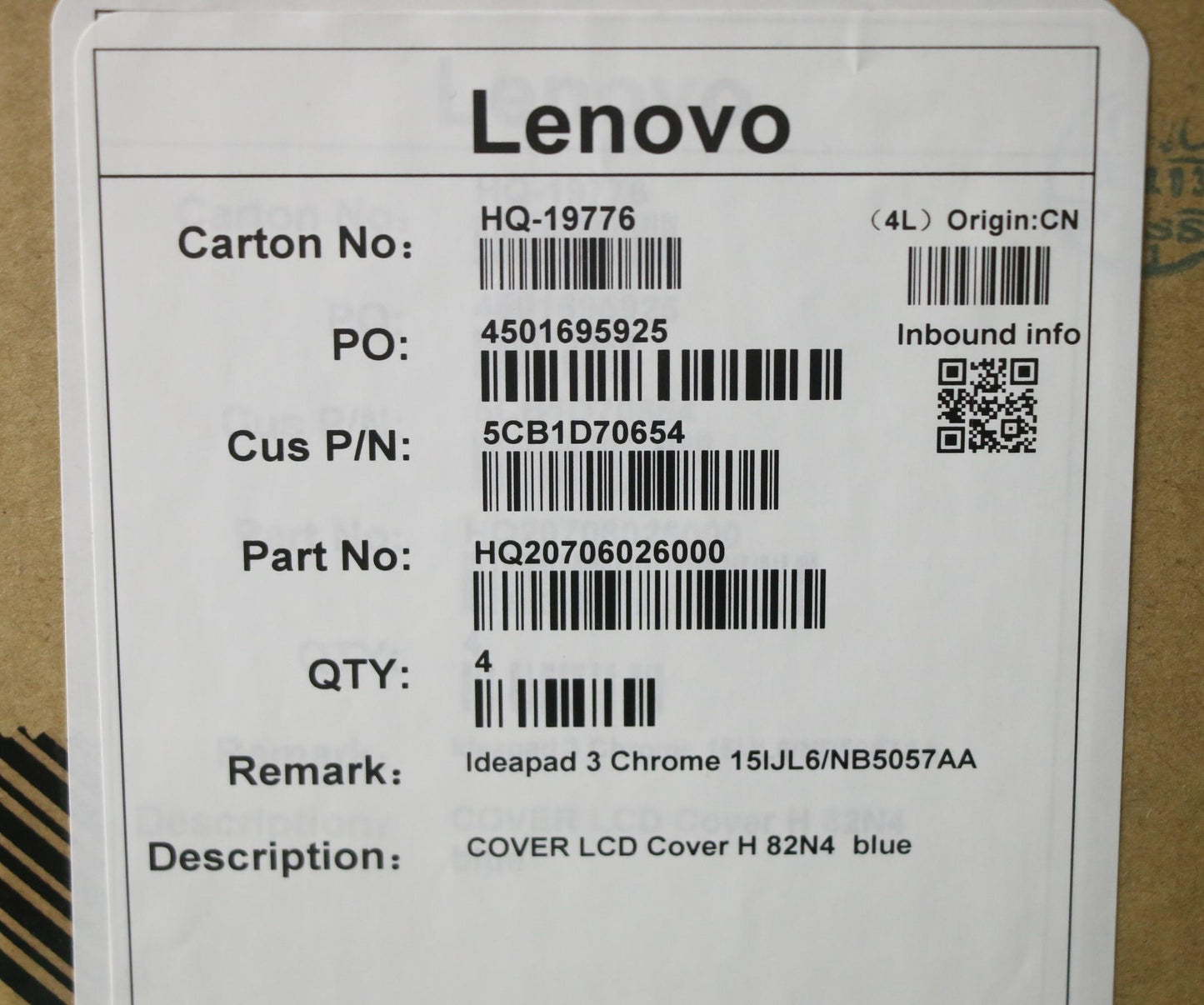 Lenovo Cover Lcd Cover H 82N4 Blue - 5CB1D70654