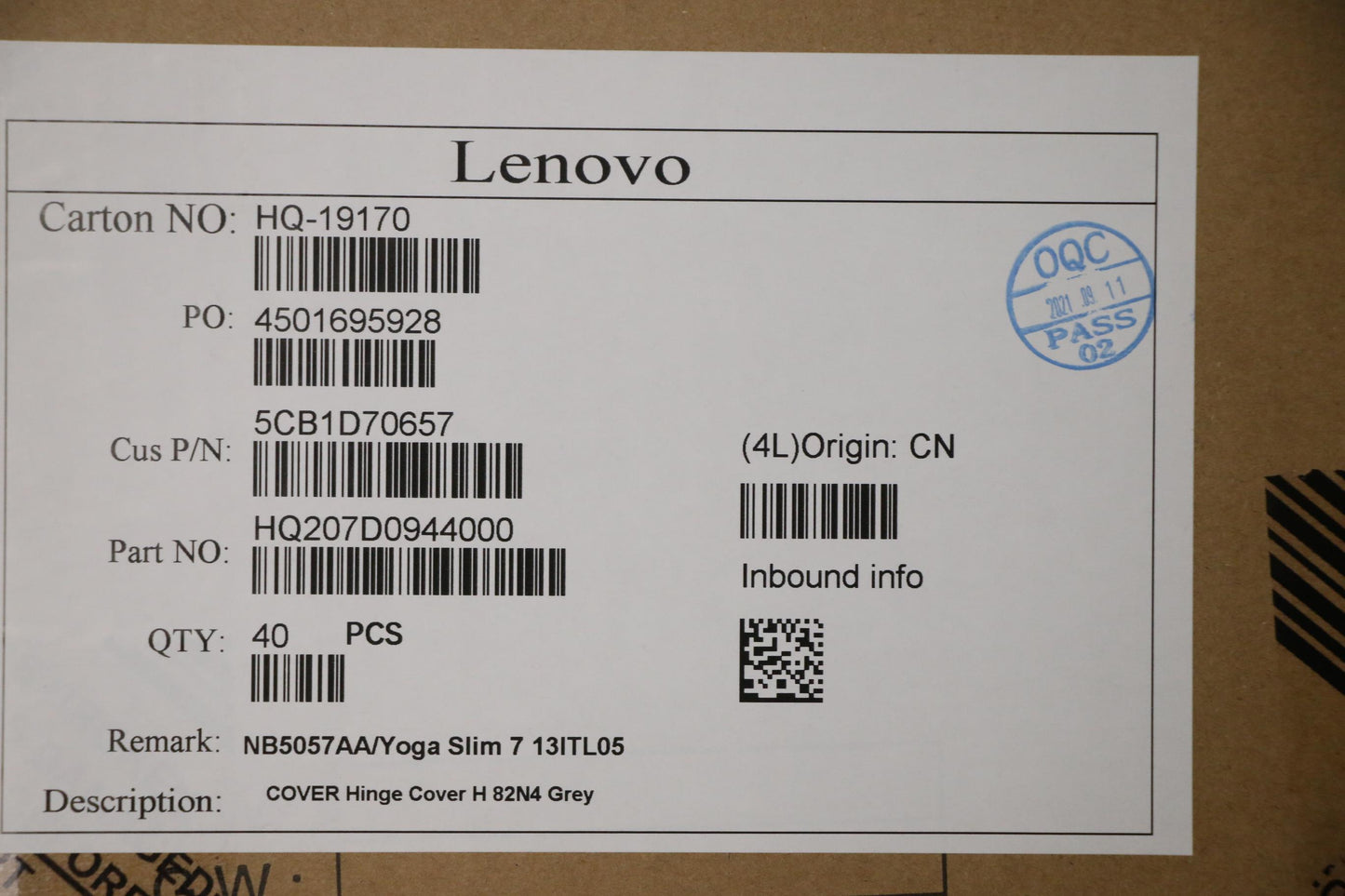 Lenovo Hinge Cover H 82N4 Grey - 5CB1D70657