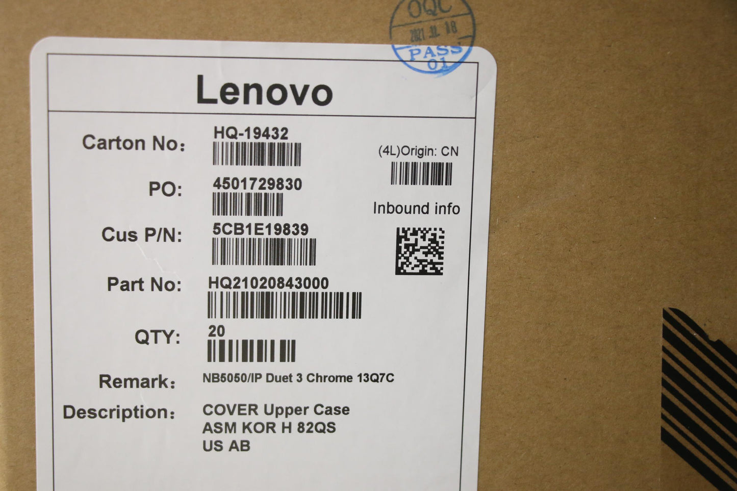 Lenovo Cover Upper Case Asm Kor H 82Q - 5CB1E19839