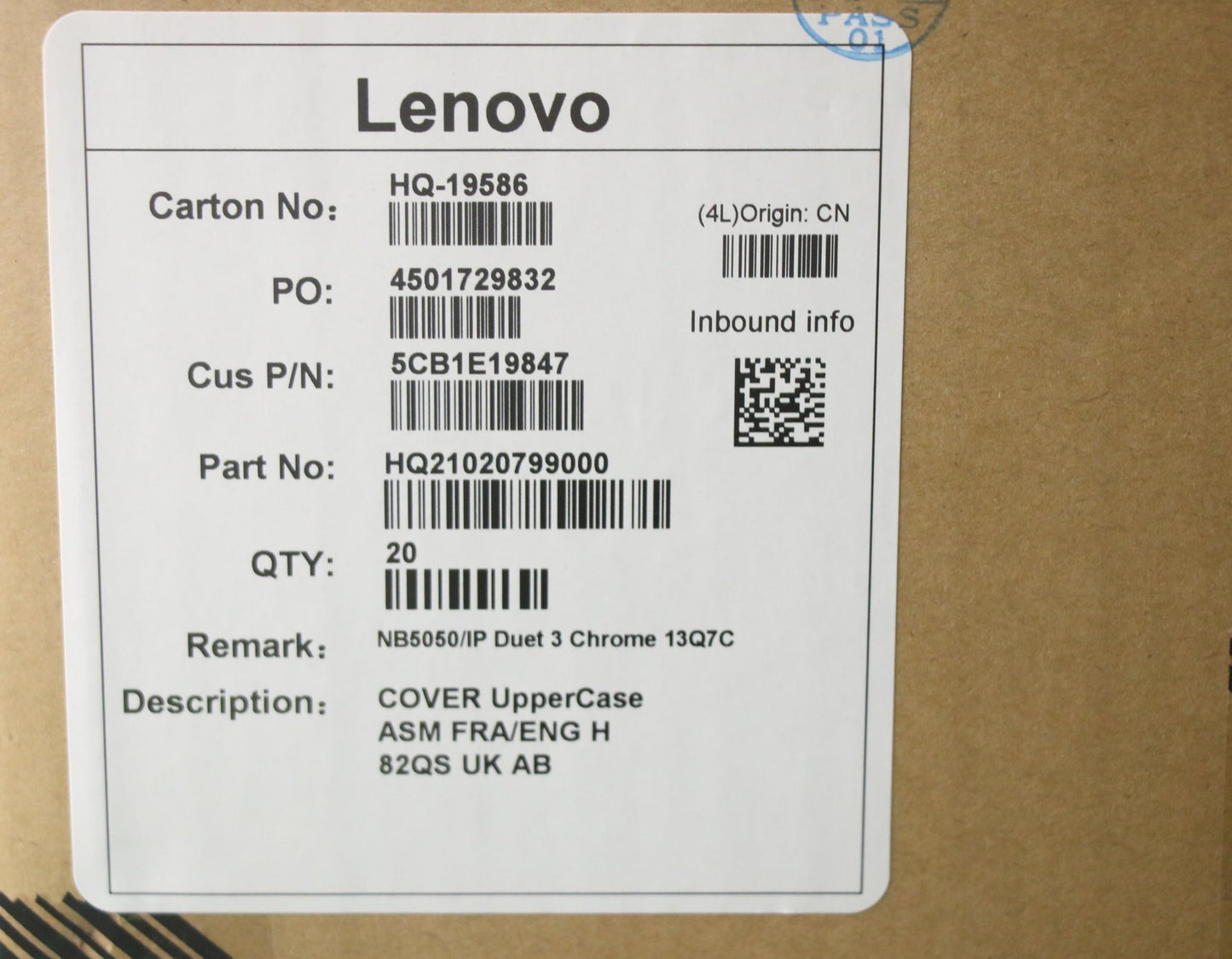 Lenovo Cover Uppercase Asm Fra/Eng H - 5CB1E19847