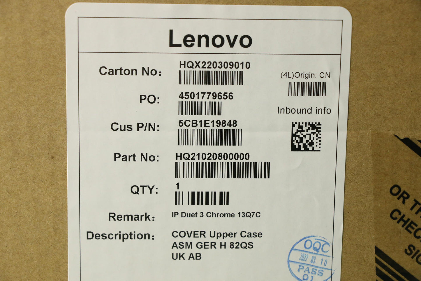 Lenovo Cover Upper Case Asm Ger H 82Q - 5CB1E19848