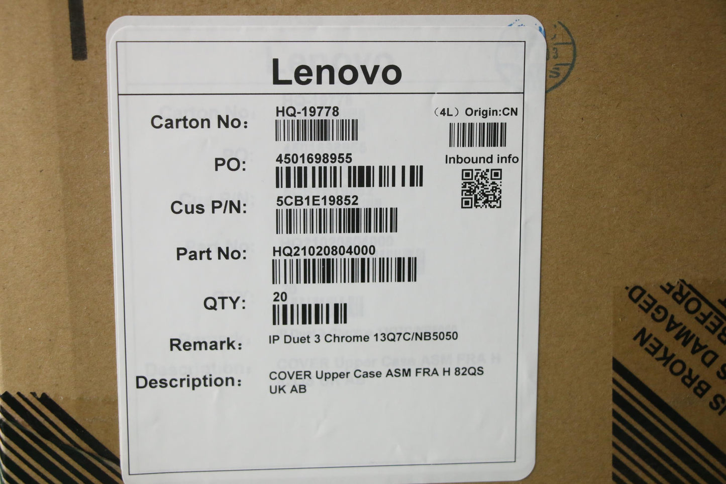 Lenovo Cover Upper Case Asm Fra H 82Q - 5CB1E19852