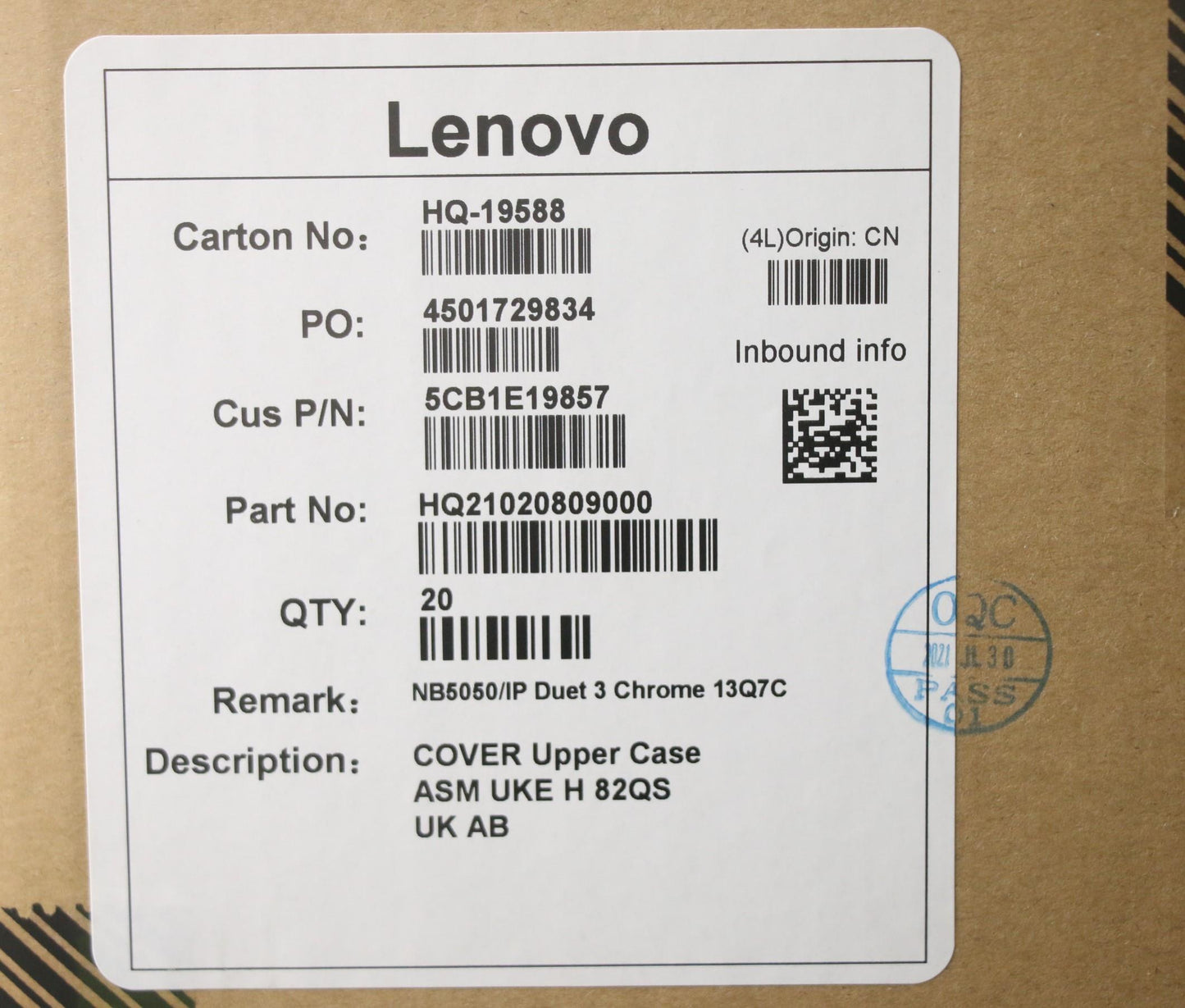 Lenovo Cover Upper Case Asm Uke H 82Q - 5CB1E19857