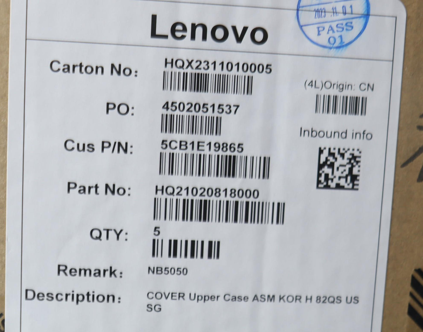 Lenovo Cover Upper Case Asm Kor H 82Q - 5CB1E19865