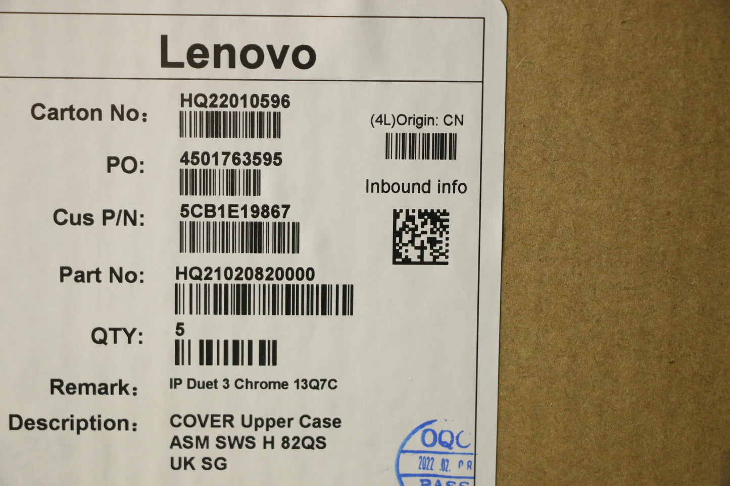 Lenovo Cover Upper Case Asm Sws H 82Q - 5CB1E19867