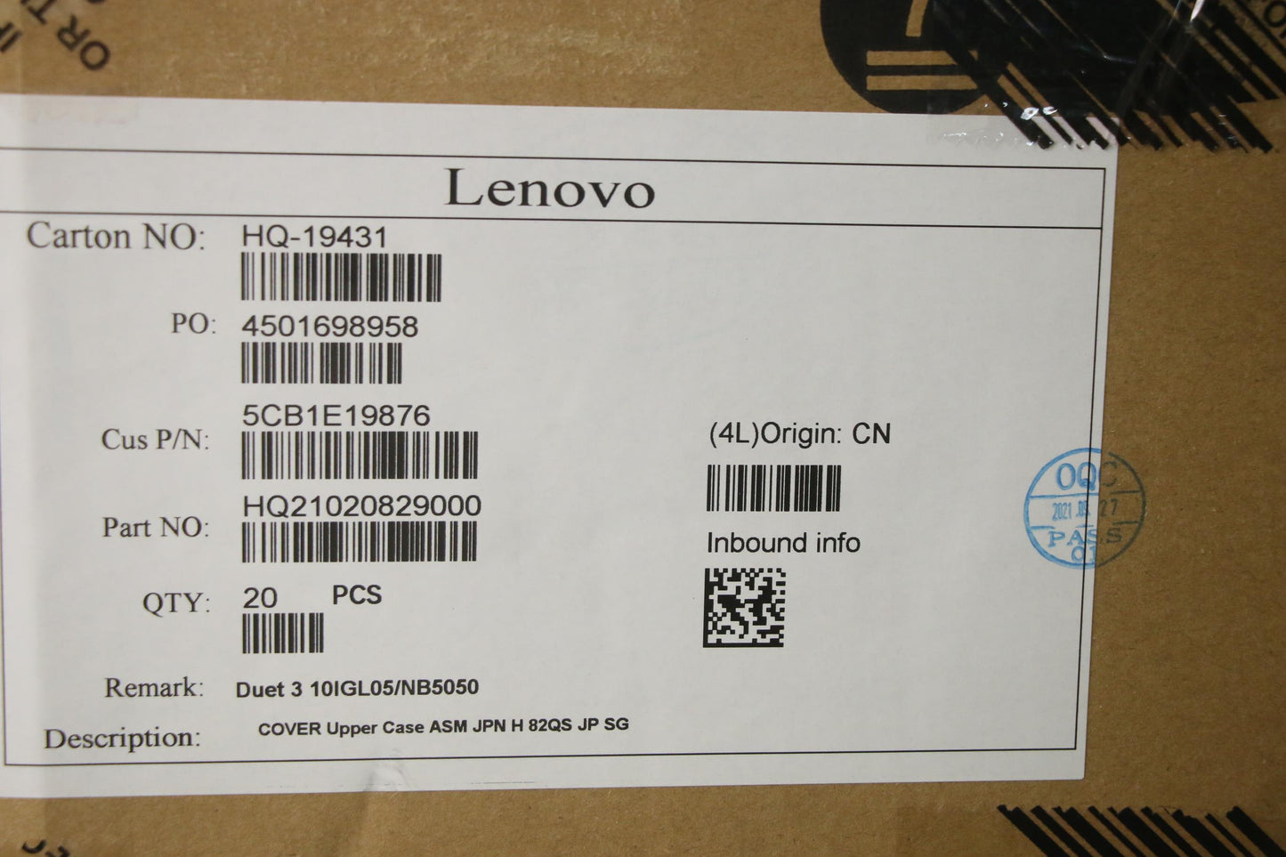Lenovo Cover Upper Case Asm Jpn H 82Q - 5CB1E19876