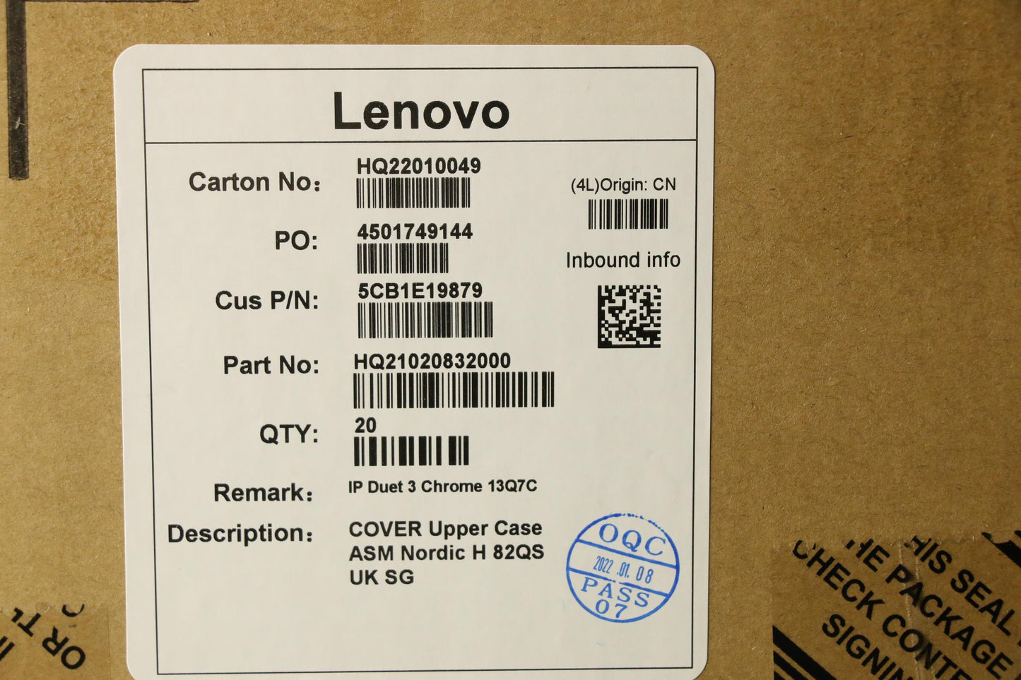 Lenovo Cover Upper Case Asm Nordic H - 5CB1E19879
