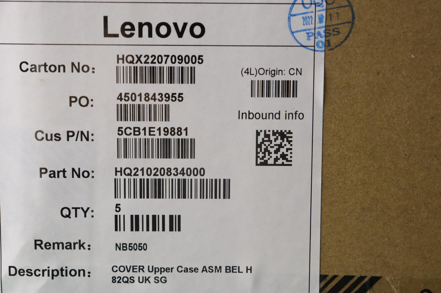 Lenovo Cover Upper Case Asm Bel H 82Q - 5CB1E19881