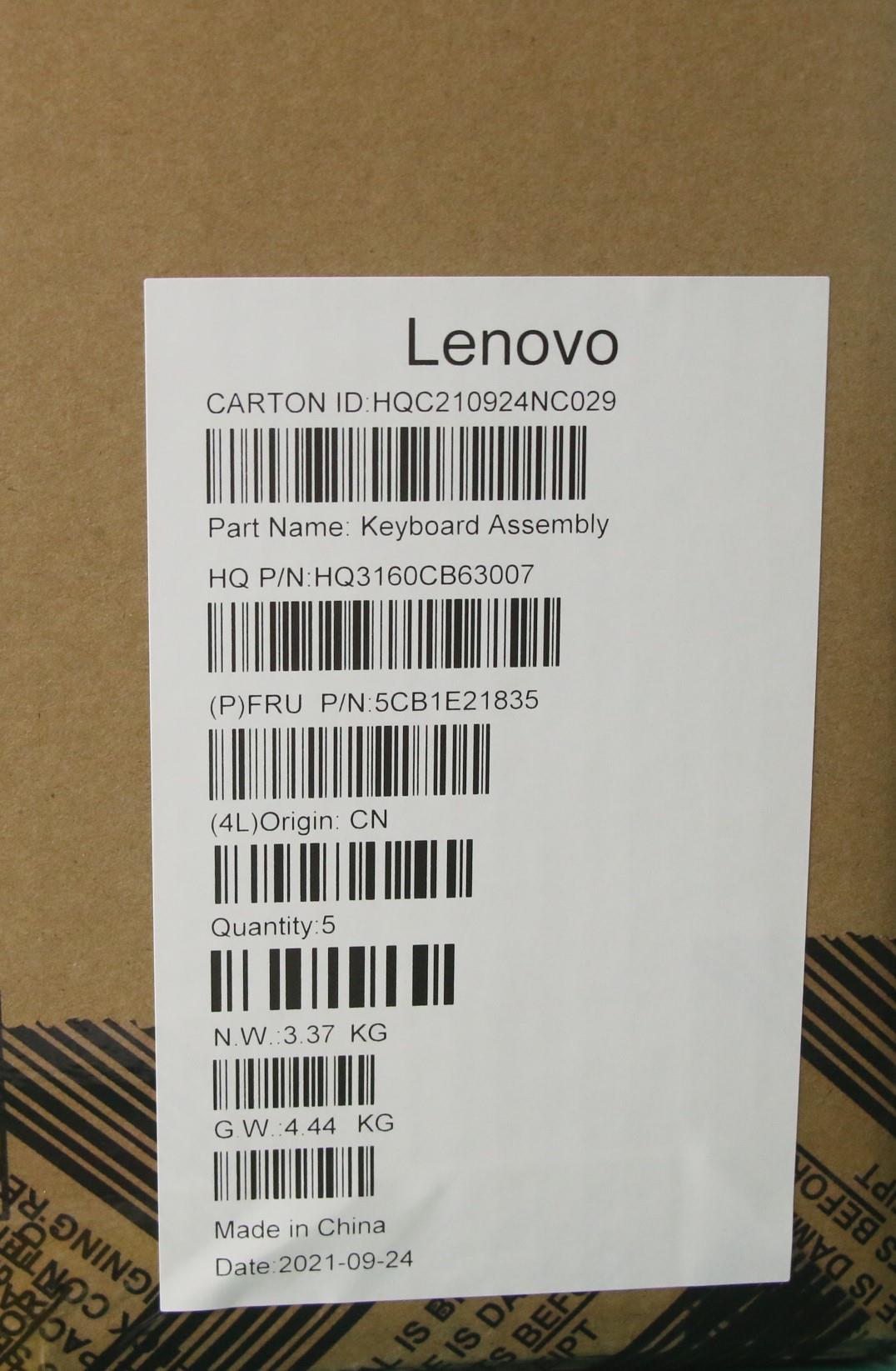Lenovo USA English Keyboard with C-Cover, Black, Non-Backlit - 5CB1E21835