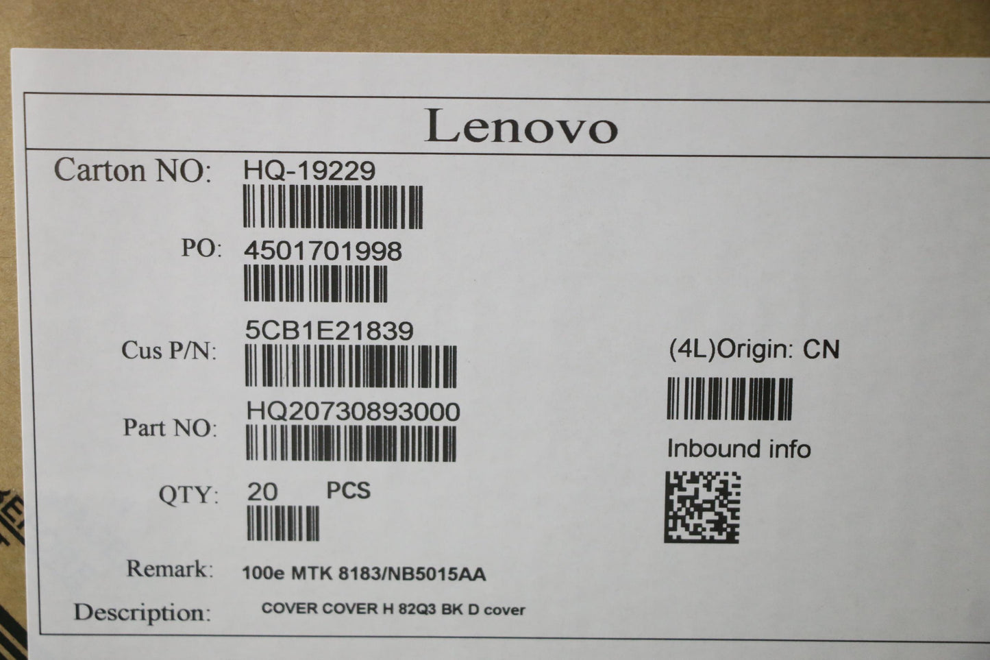 Lenovo D Cover in Black - 5CB1E21839