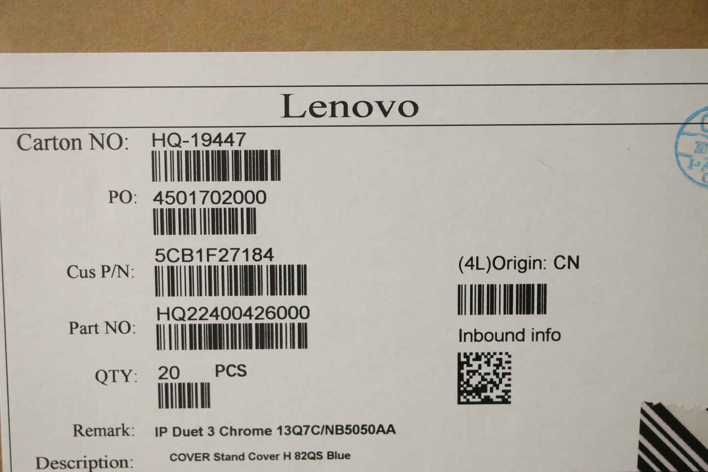 Lenovo Cover Stand Cover H 82Qs Blue - 5CB1F27184