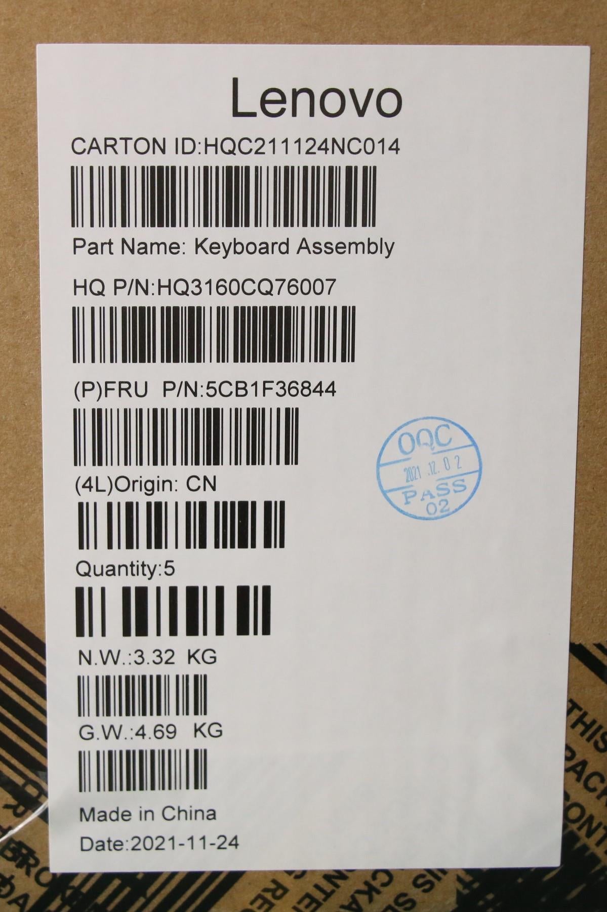 Lenovo Cover Upper Case Assembly Bel - 5CB1F36844