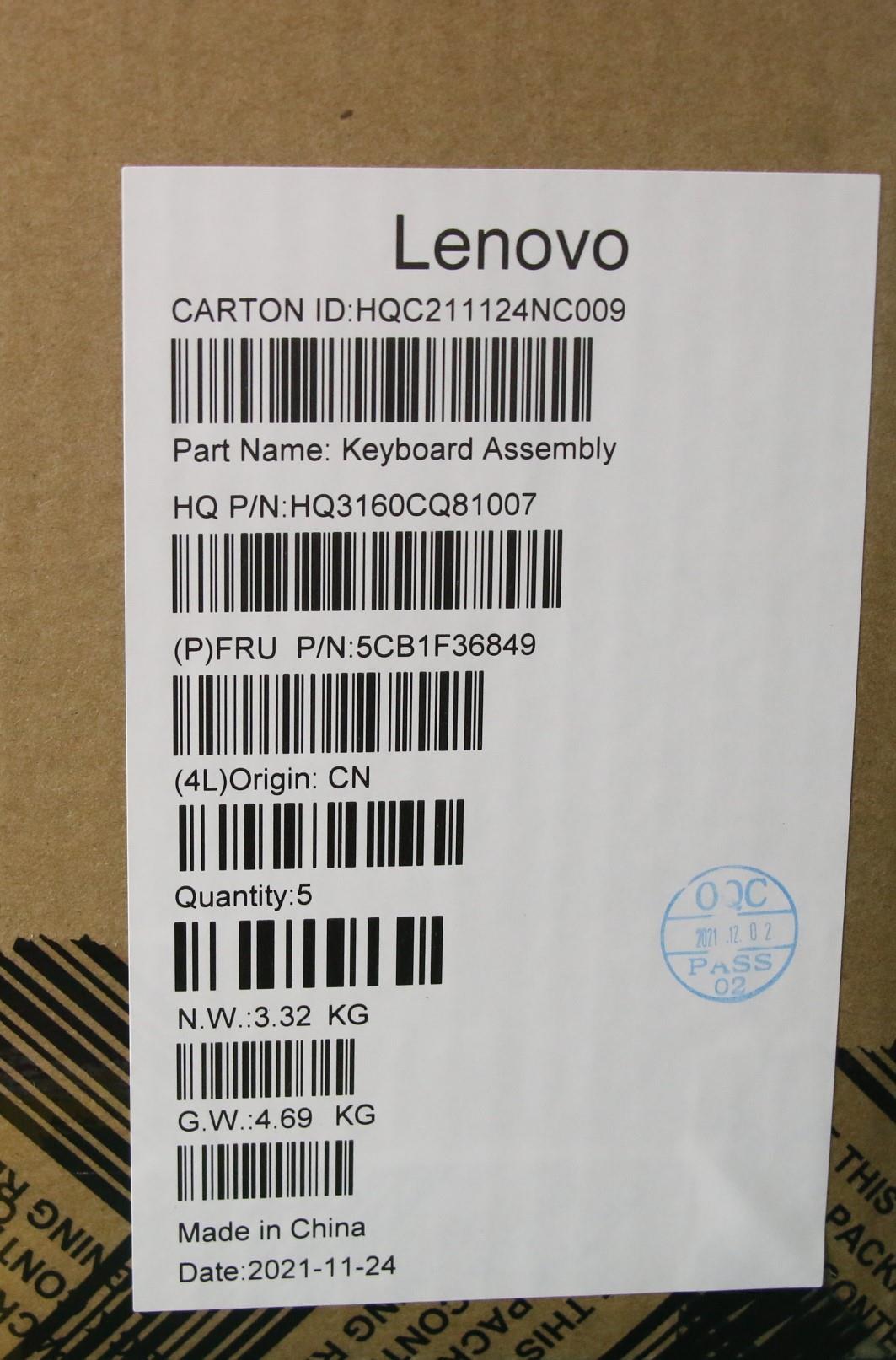 Lenovo Cover Upper Case Assembly Euro - 5CB1F36849