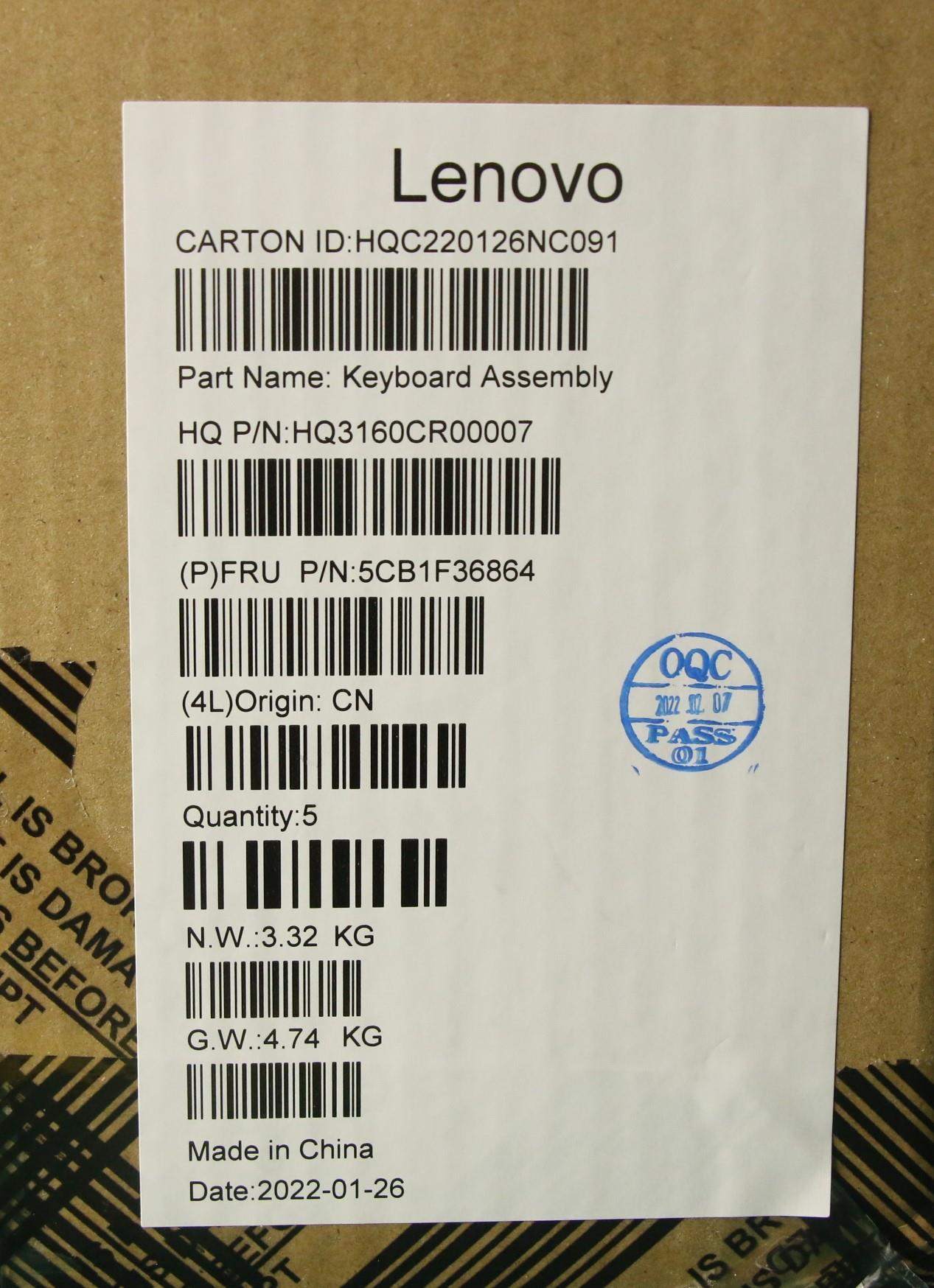 Lenovo Cover Upper Case Assembly Por - 5CB1F36864