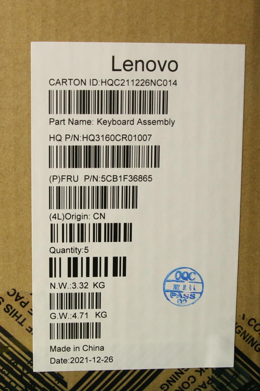 Lenovo Cover Upper Case Assembly Rus - 5CB1F36865