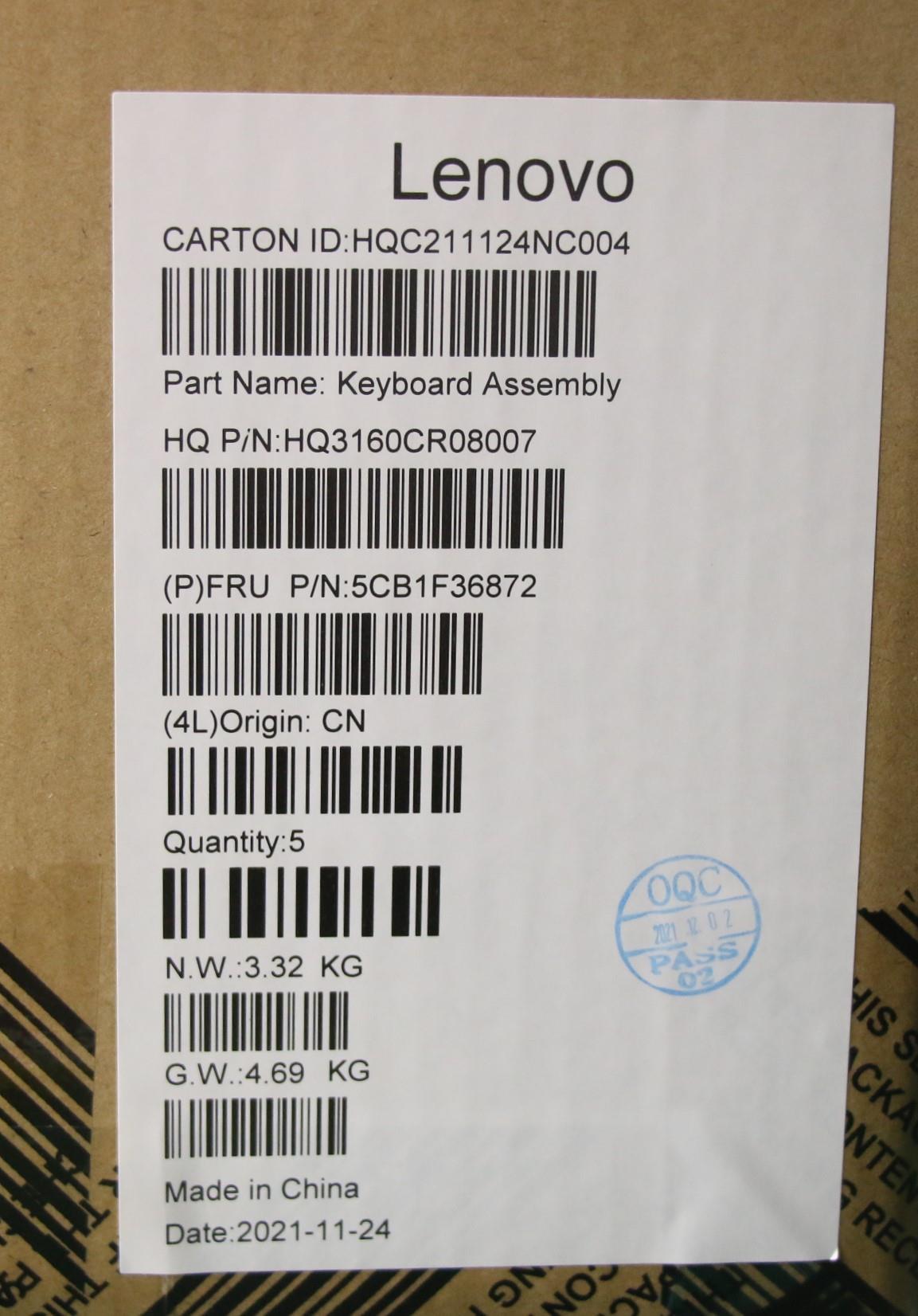Lenovo Cover Upper Case Assembly Uke - 5CB1F36872