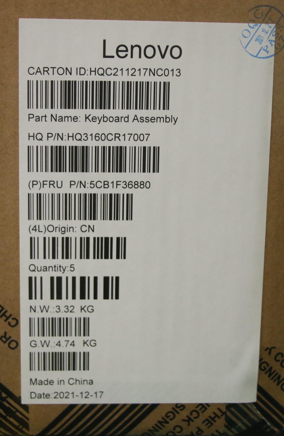 Lenovo Cover Upper Case Assembly Eng - 5CB1F36880