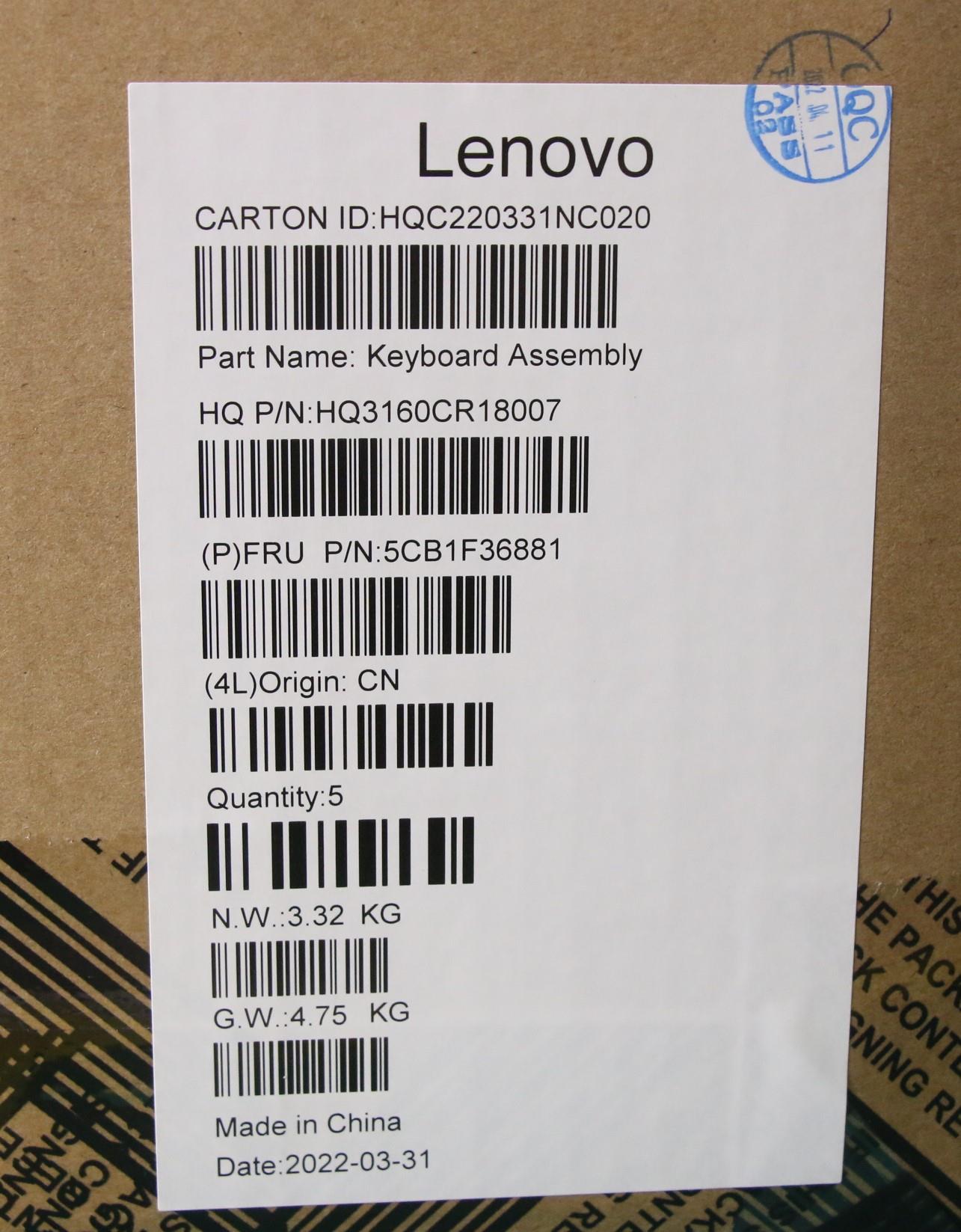 Lenovo Cover Upper Case Assembly Euro - 5CB1F36881