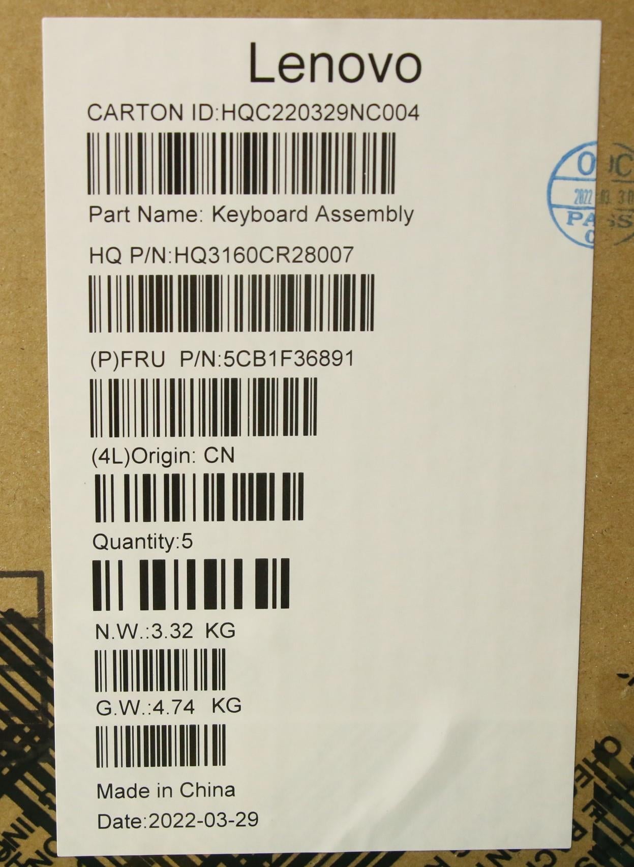 Lenovo Cover Upper Case Assembly Ita - 5CB1F36891