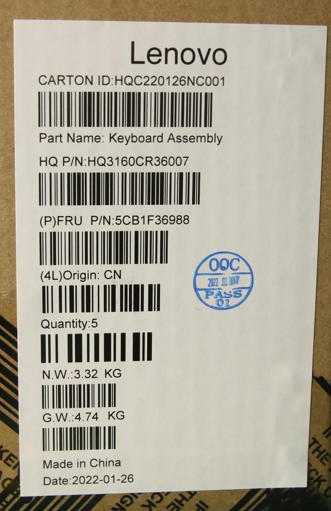 Lenovo Cover Upper Case Assembly Spa - 5CB1F36988