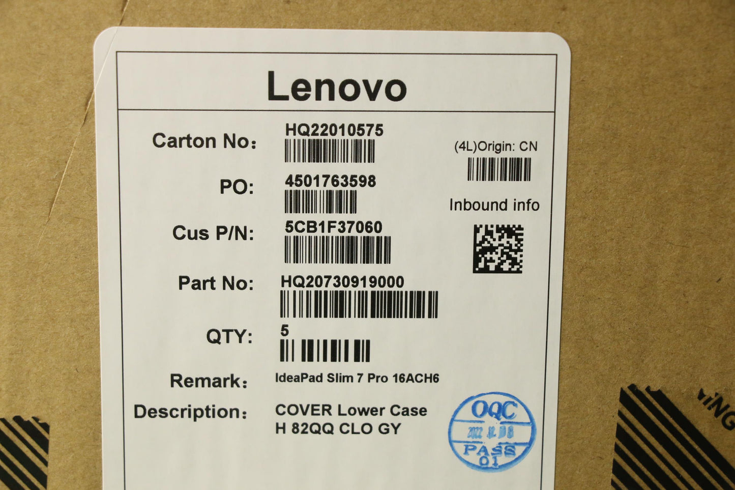Lenovo Cover Lower Case H 82Qq Clo Gy - 5CB1F37060