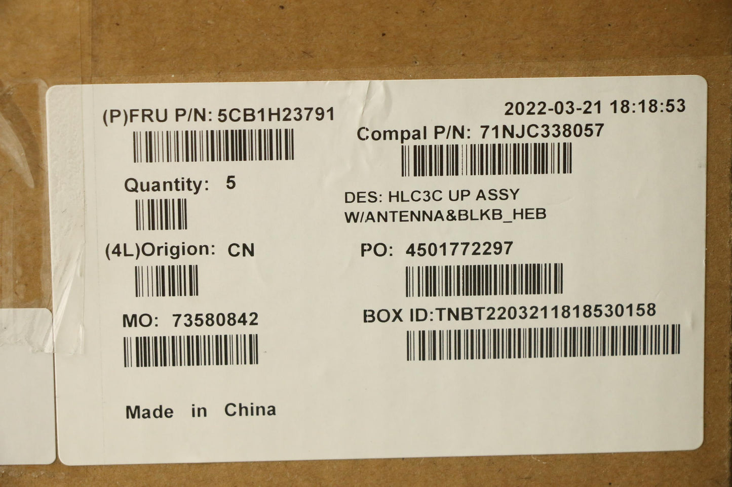 Lenovo Cover Upper Case Assembly Hbw - 5CB1H23791