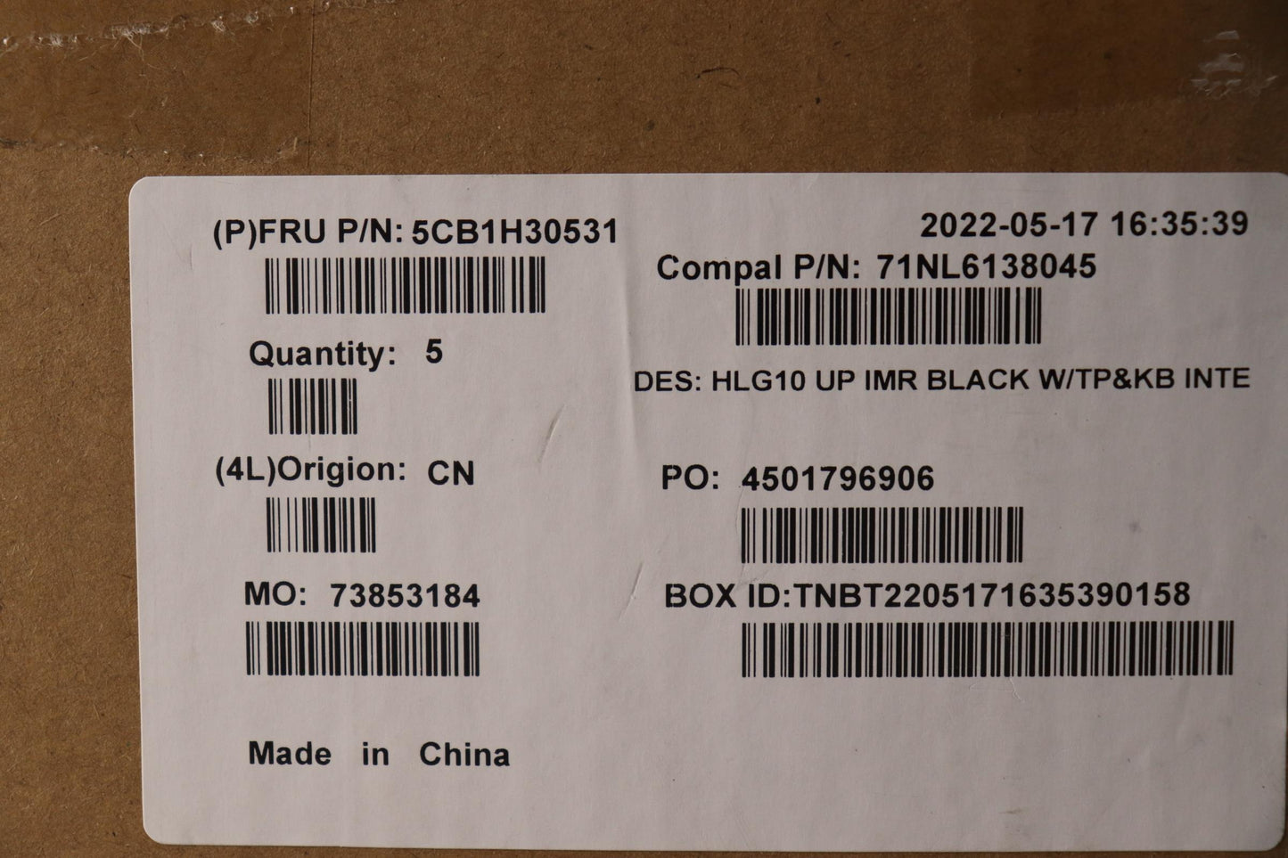 Lenovo Cover Upper Case Assembly Euro - 5CB1H30531