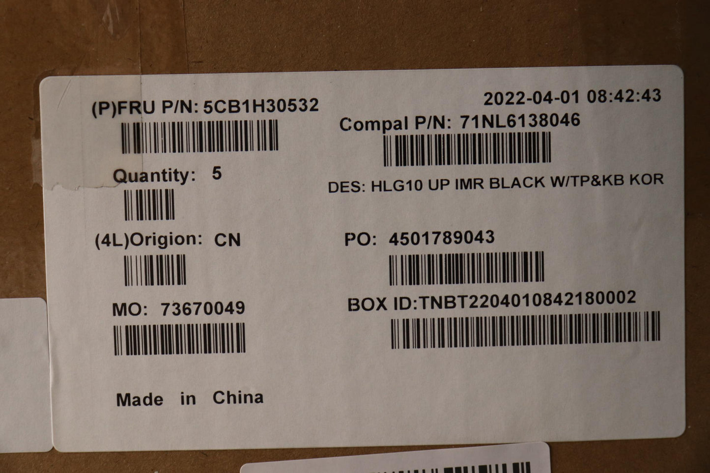 Lenovo Cover Upper Case Assembly Kor - 5CB1H30532