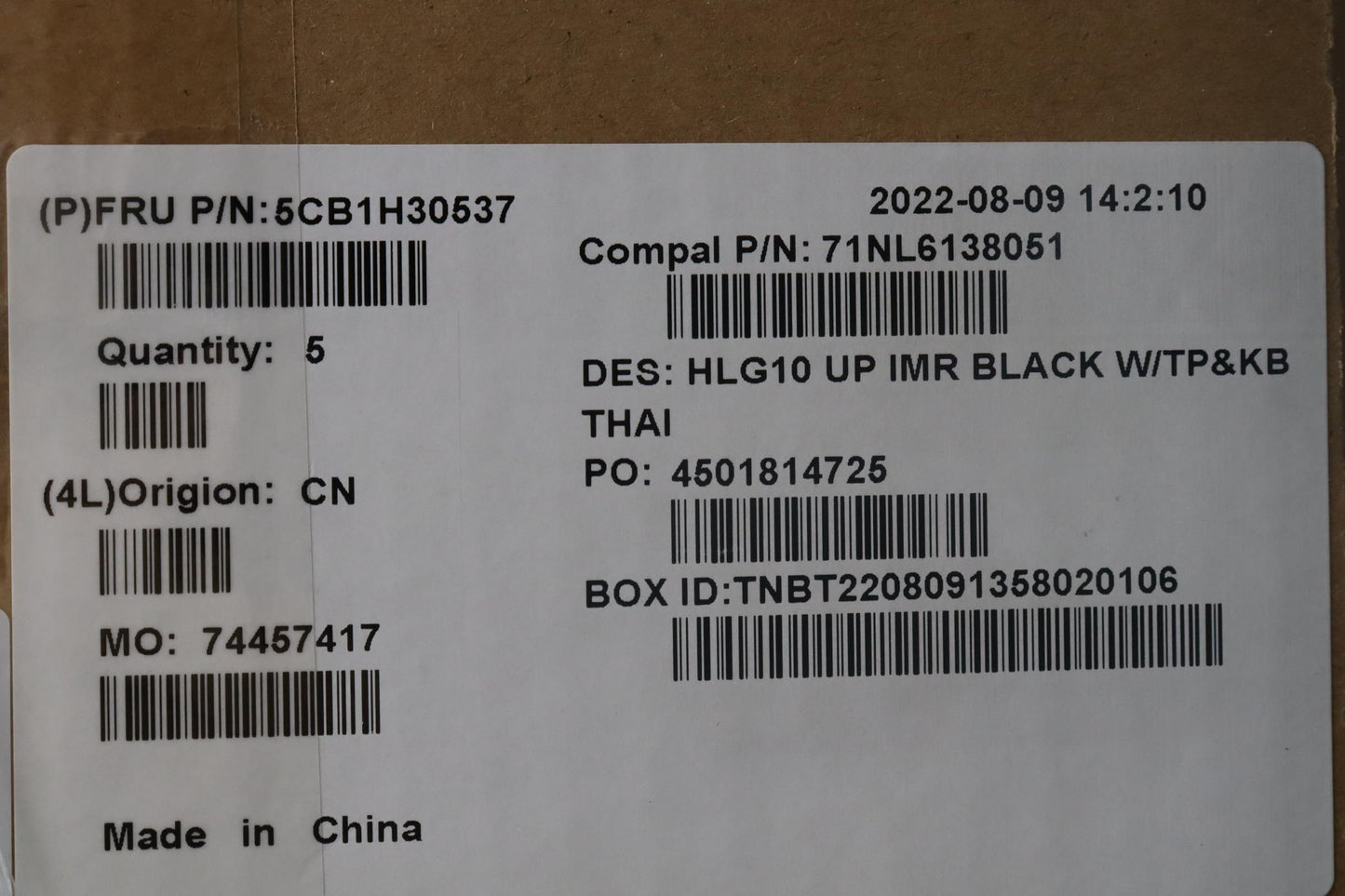 Lenovo Cover Upper Case Assembly Thai - 5CB1H30537