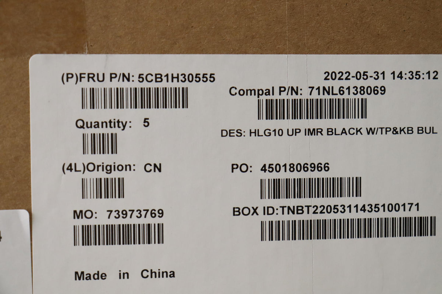 Lenovo Cover Upper Case Assembly Bul - 5CB1H30555