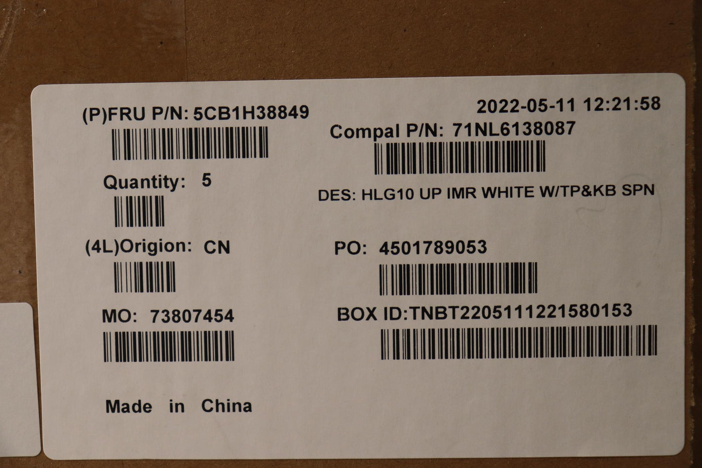 Lenovo Cover Upper Case Assembly Spa - 5CB1H38849