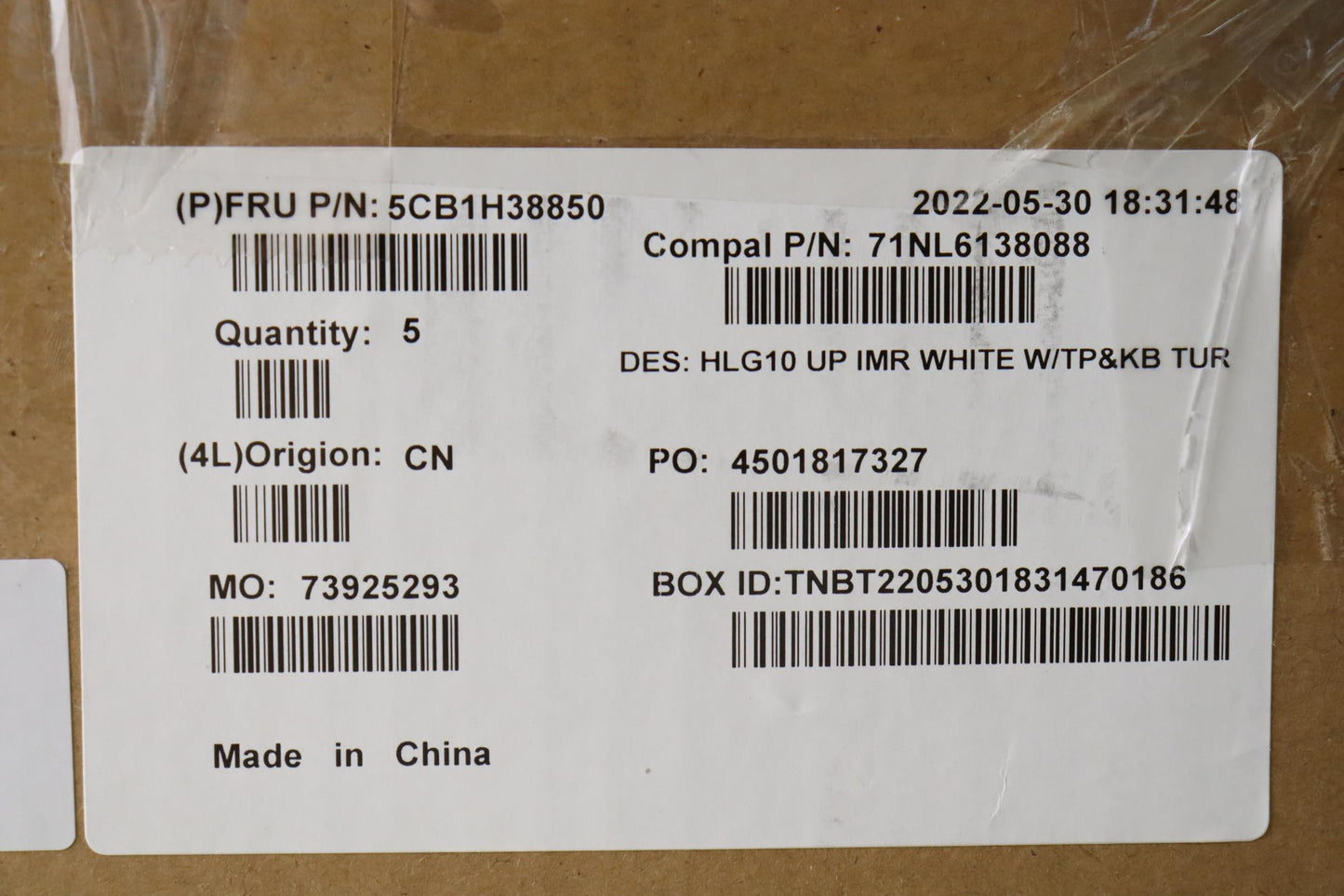 Lenovo Cover Upper Case Assembly Tur - 5CB1H38850