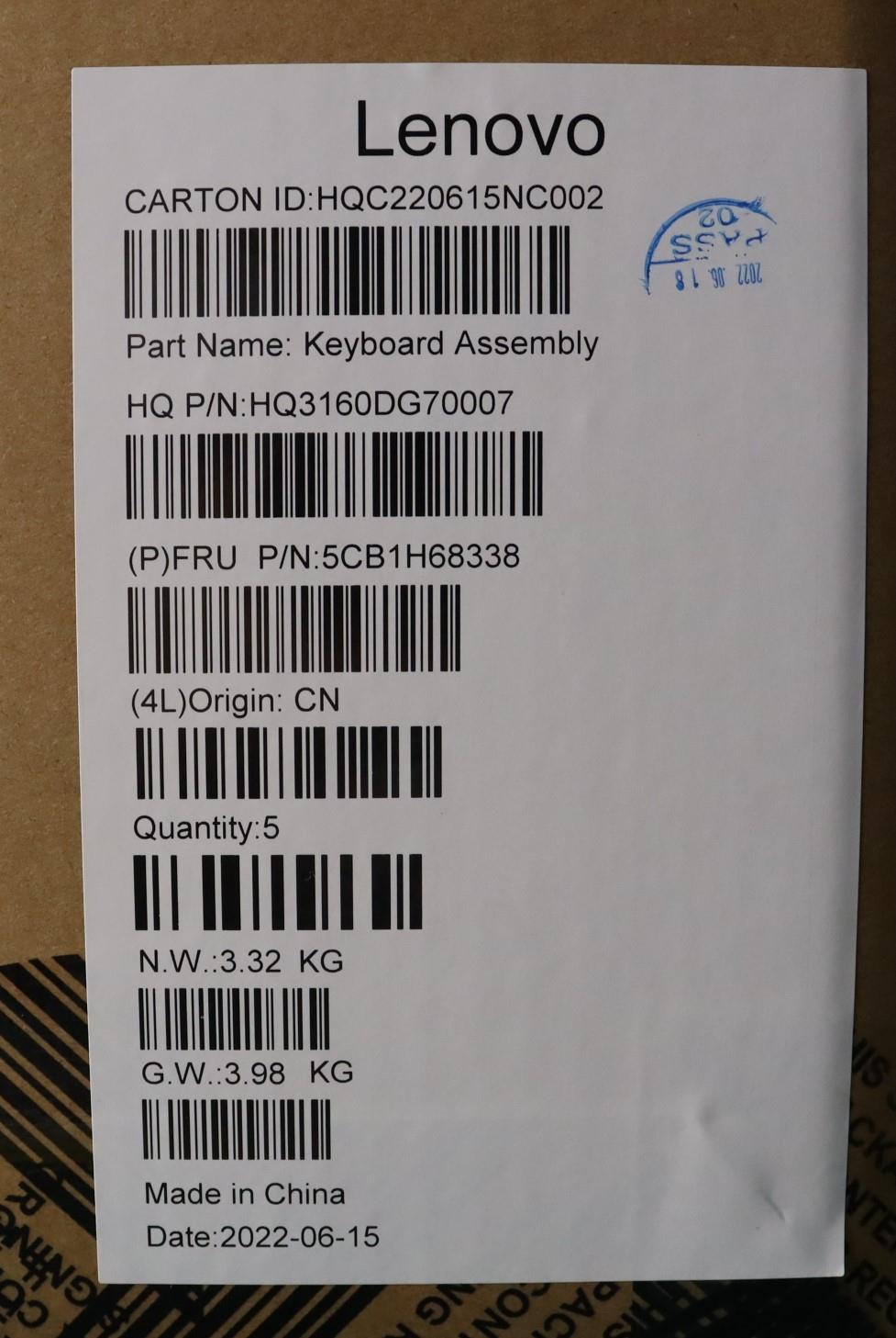 Lenovo Cover Upper Case Asmla Spafpet - 5CB1H68338