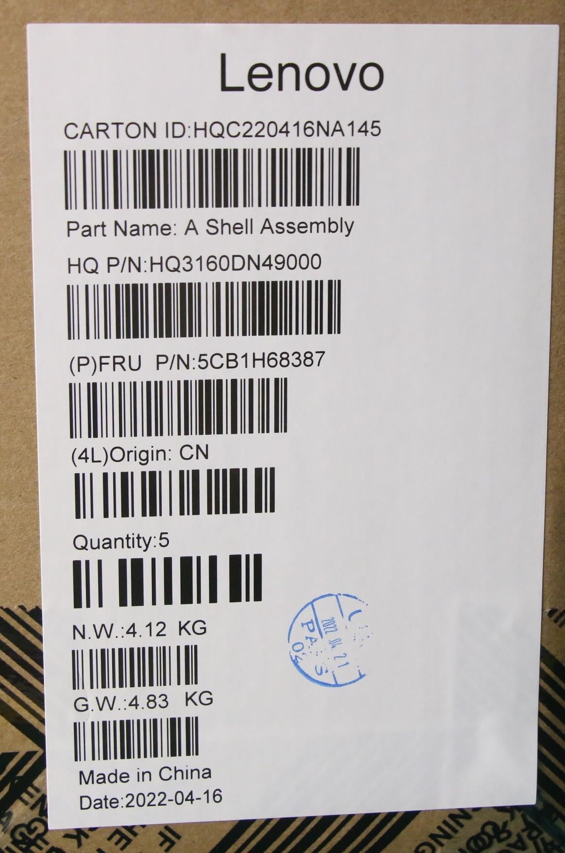 Lenovo Cover Lcd Cover H21Cx Bent Arg - 5CB1H68387