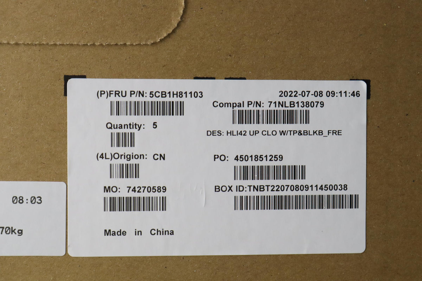 Lenovo Cover Uppercaseasmfra C82Sh Cl - 5CB1H81103