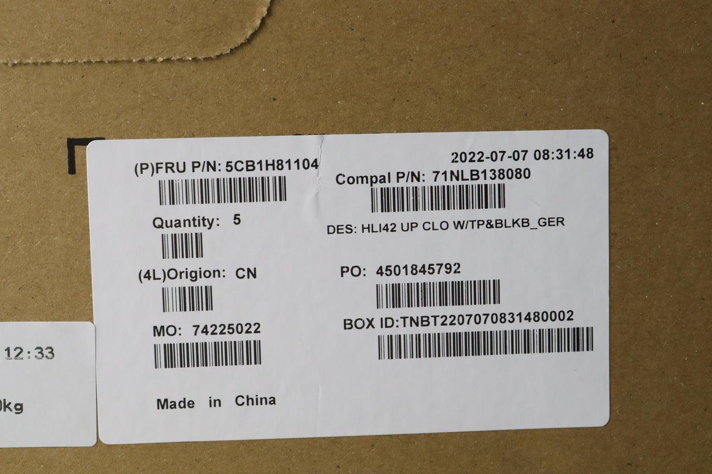 Lenovo Cover Uppercaseasmger C82Sh Cl - 5CB1H81104