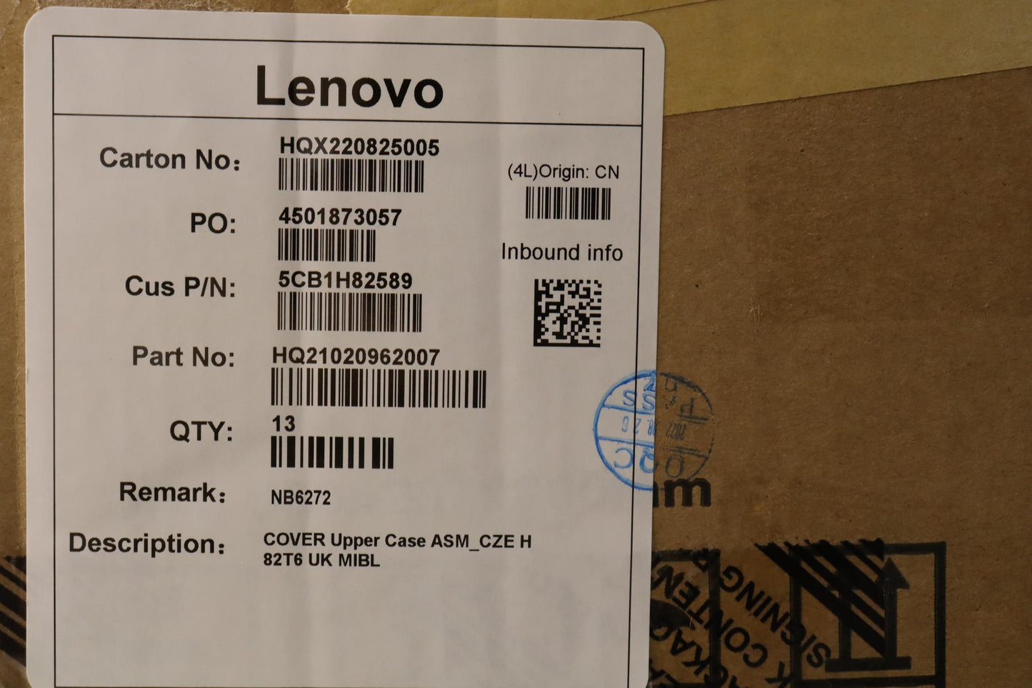 Lenovo Cover Upper Case Assembly Cze - 5CB1H82589