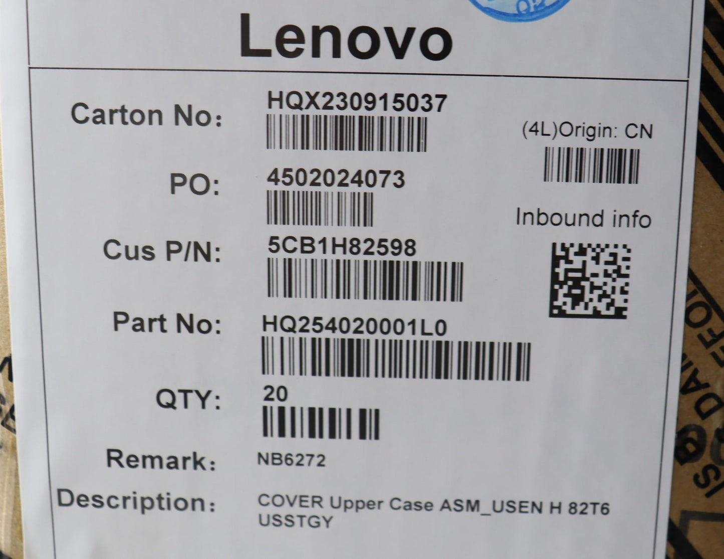 Lenovo Cover Upper Case Assembly Usen - 5CB1H82598