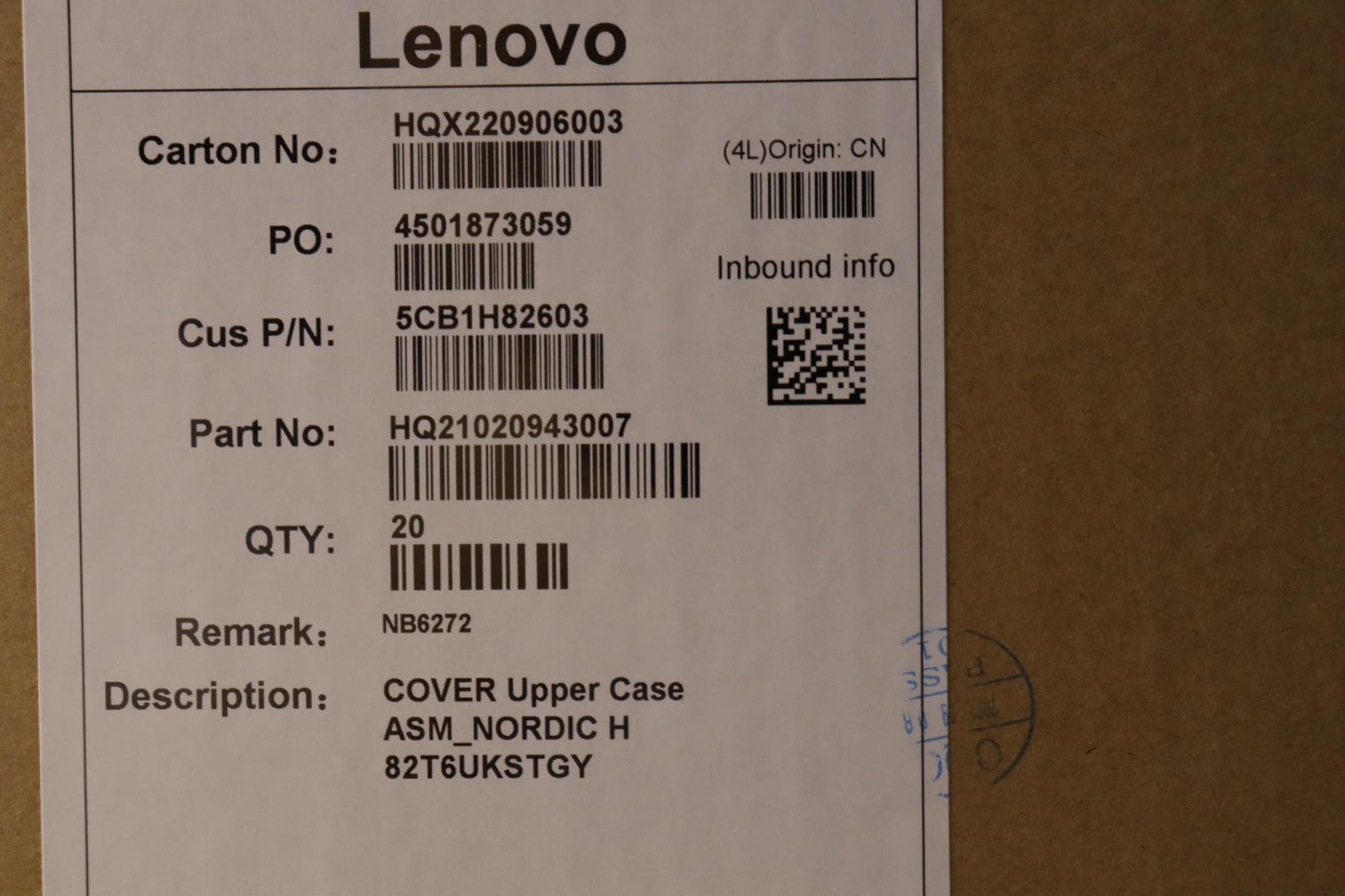 Lenovo Cover Upper Case Assembly Nord - 5CB1H82603