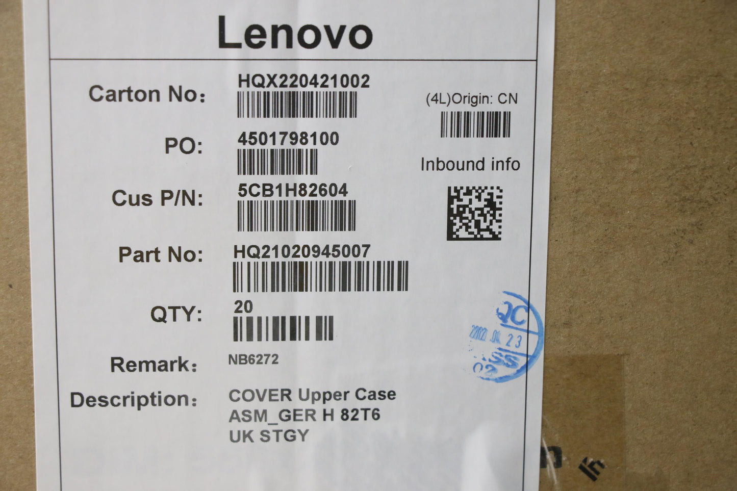Lenovo Cover Upper Case Assembly Ger - 5CB1H82604