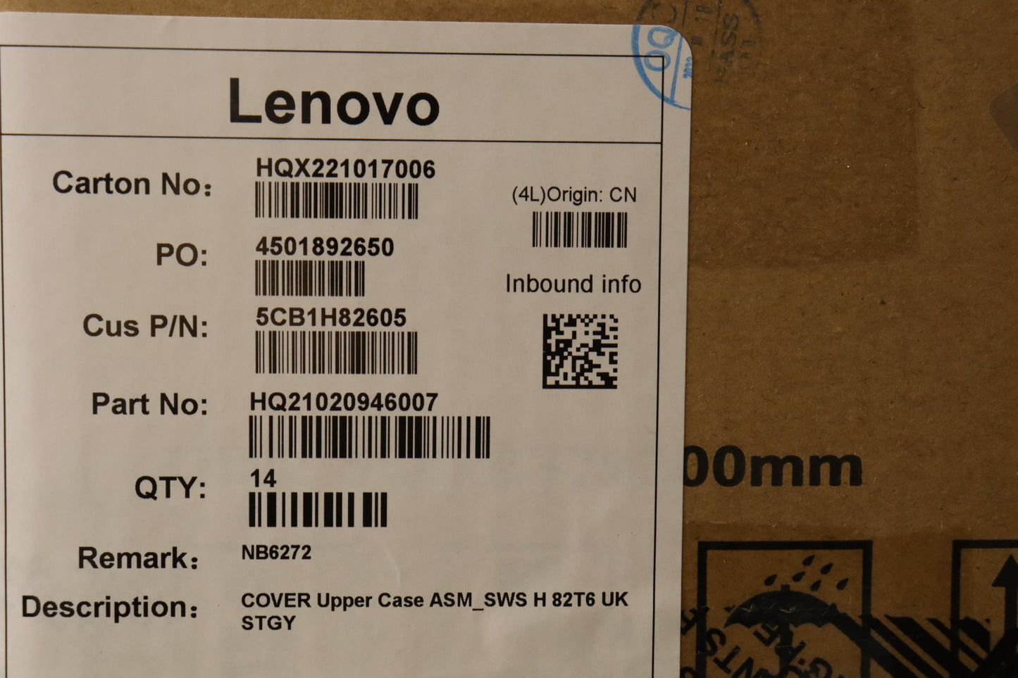 Lenovo Cover Upper Case Assembly Sws - 5CB1H82605