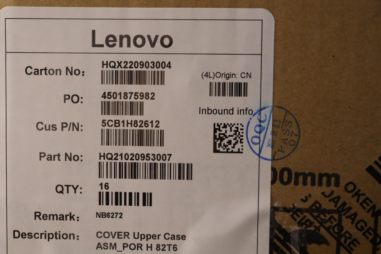 Lenovo Cover Upper Case Assembly Por - 5CB1H82612